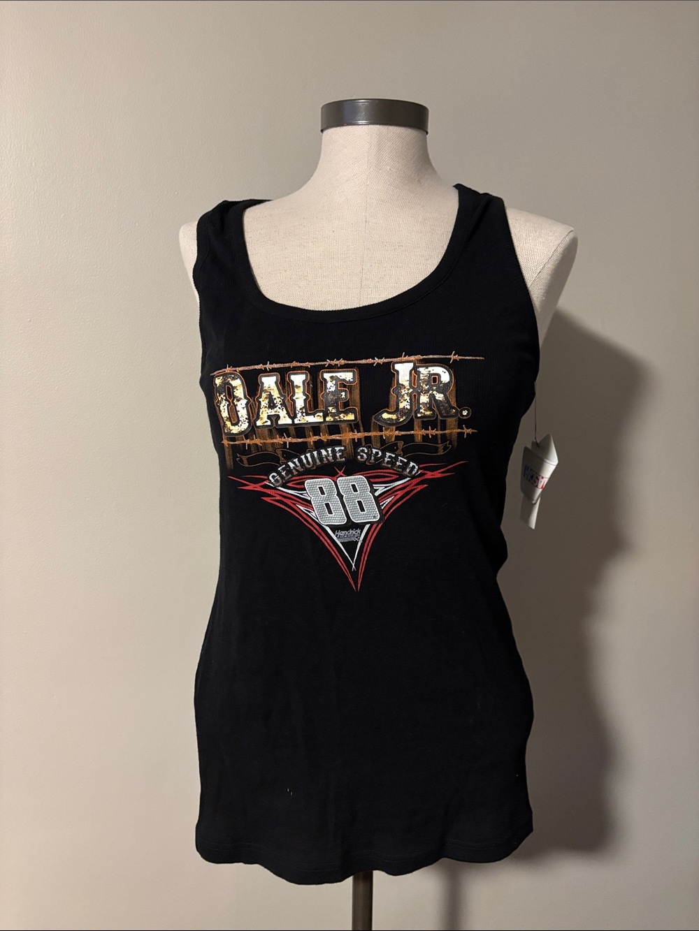 Nascar Dale Jr. Black Graphic Tank Top with Red Accent
